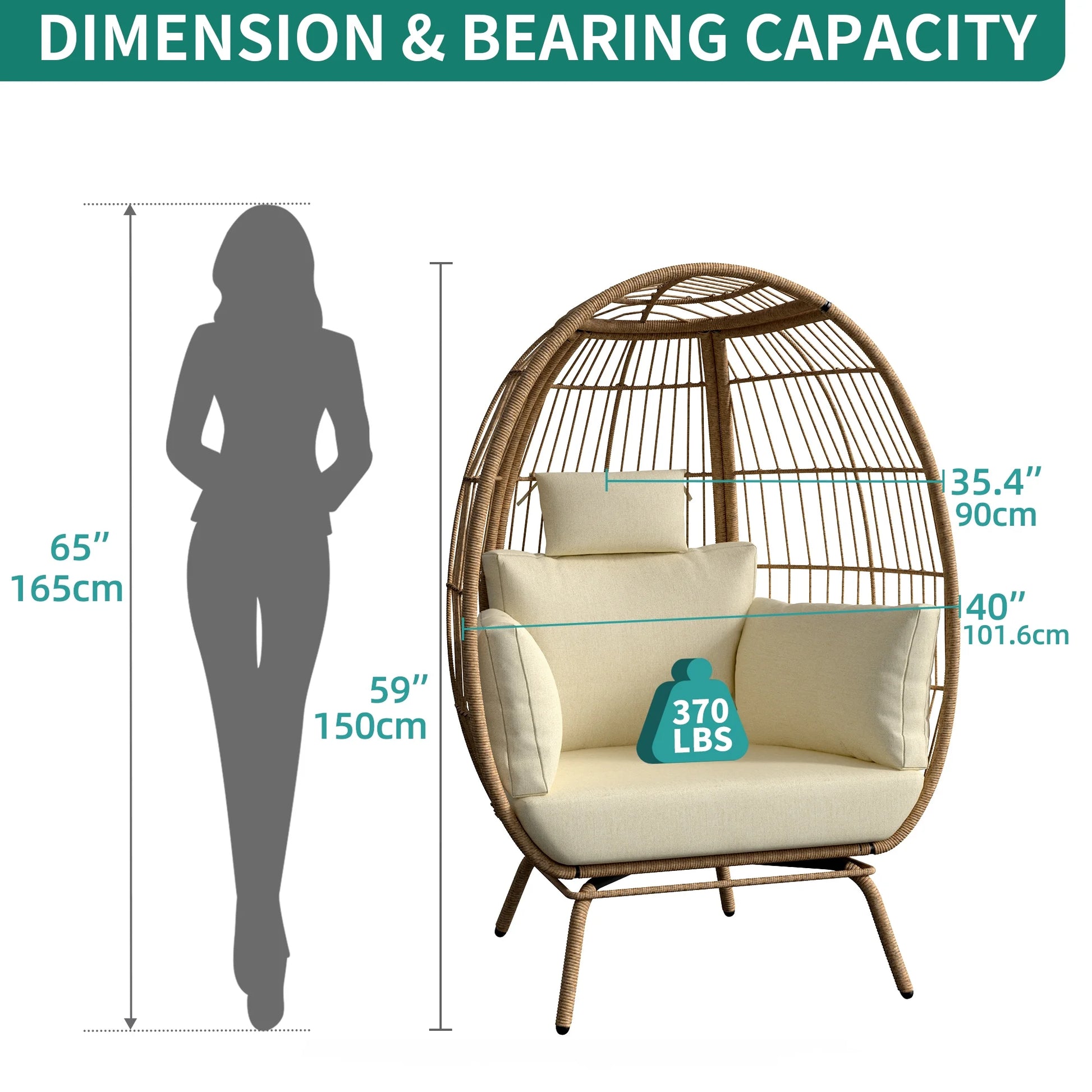 Wicker Egg Chair with Steel Frame (440Lb Capacity) - homecomforts1