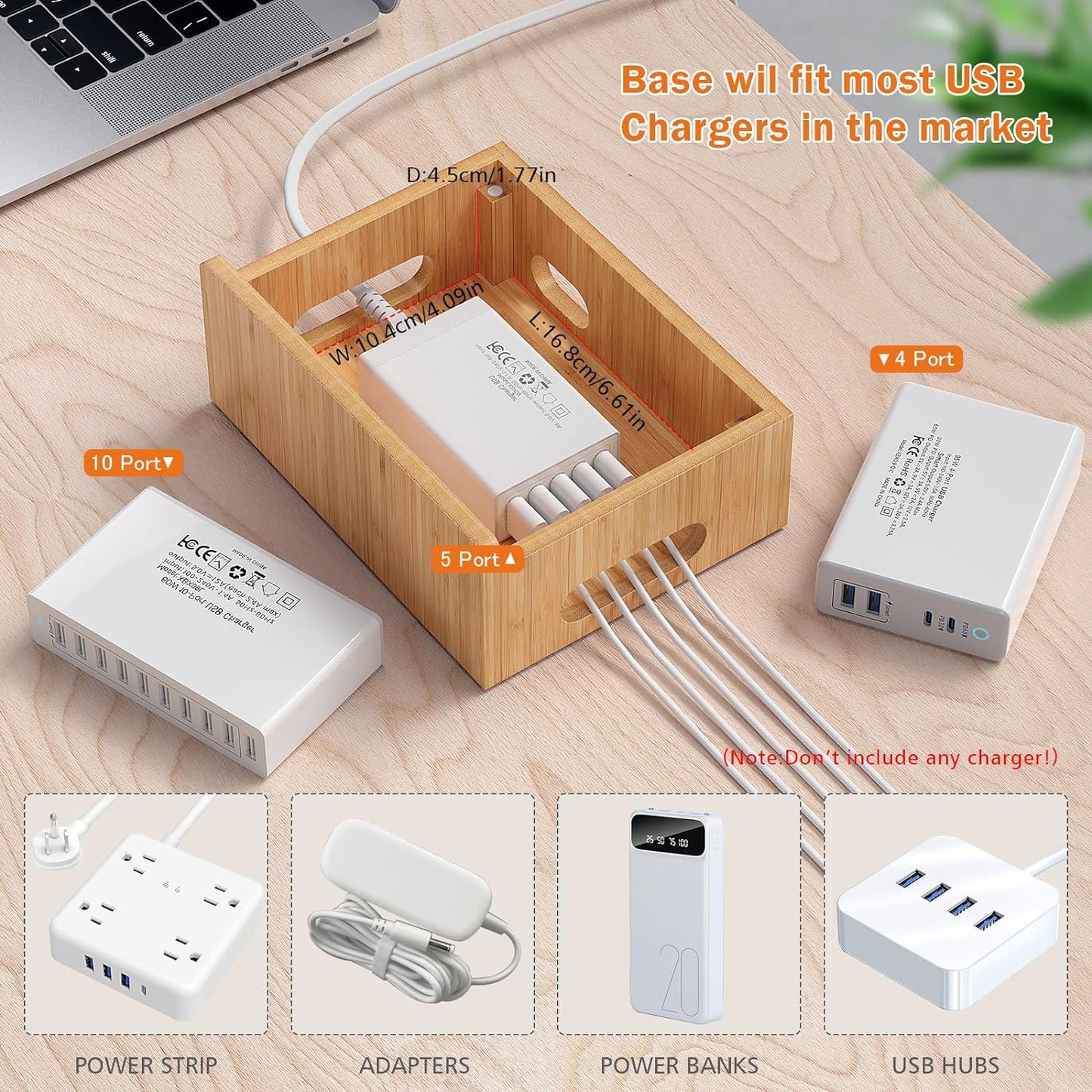 Bamboo Charging Station for Multi-Device with 4 Slots - homecomforts1