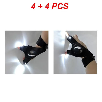 Fingerless Gloves LED Flashlight Outdoor Fishing Camping Wilderness Survival Tools Waterproof Torch Fishing Half Finger Gloves