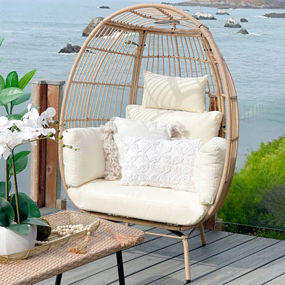 Wicker Egg Chair with Steel Frame (440Lb Capacity) - homecomforts1