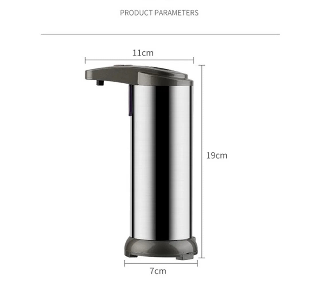 Automatic Liquid Soap Dispenser Touchless Battery Operated Stainless Steel Silver - homecomforts1