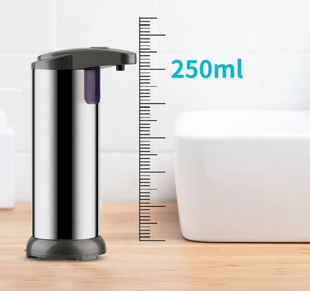 Automatic Liquid Soap Dispenser Touchless Battery Operated Stainless Steel Silver - homecomforts1