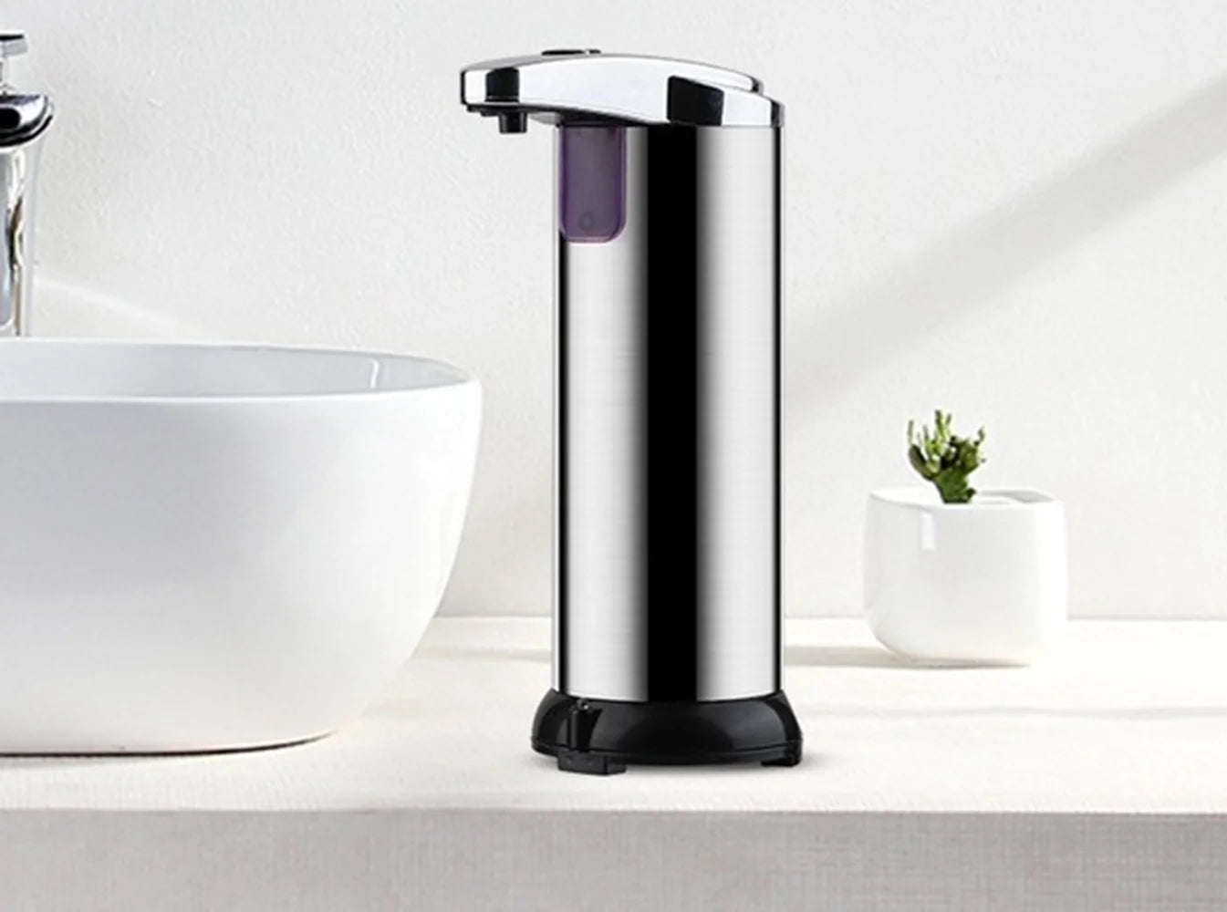 Automatic Liquid Soap Dispenser Touchless Battery Operated Stainless Steel Silver - homecomforts1