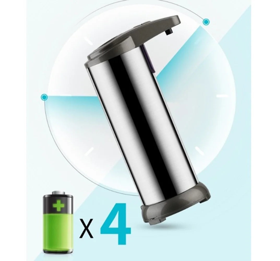 Automatic Liquid Soap Dispenser Touchless Battery Operated Stainless Steel Silver - homecomforts1