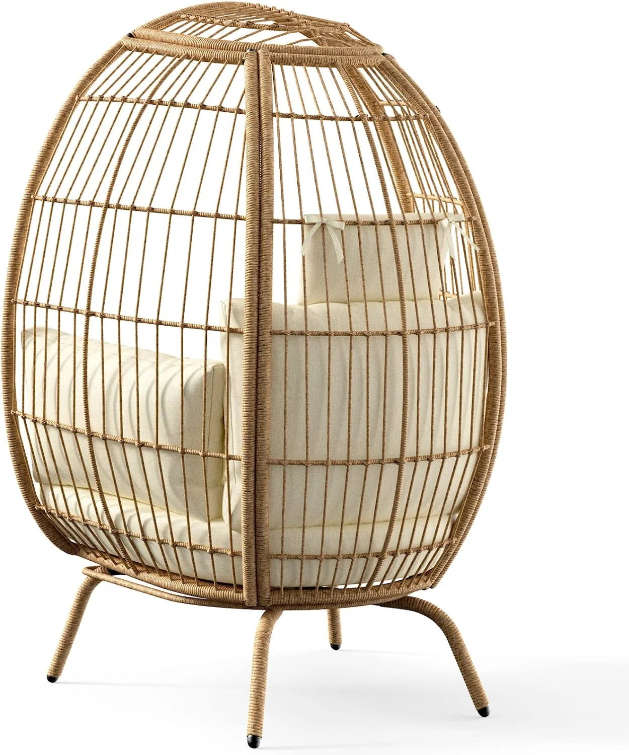 Wicker Egg Chair with Steel Frame (440Lb Capacity) - homecomforts1