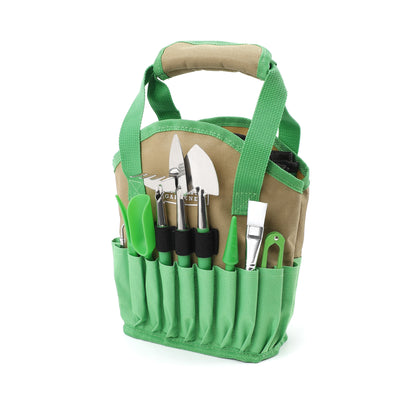 Indoor Gardening Stainless Steel Tool Set, 14 Pieces, Green - homecomforts1