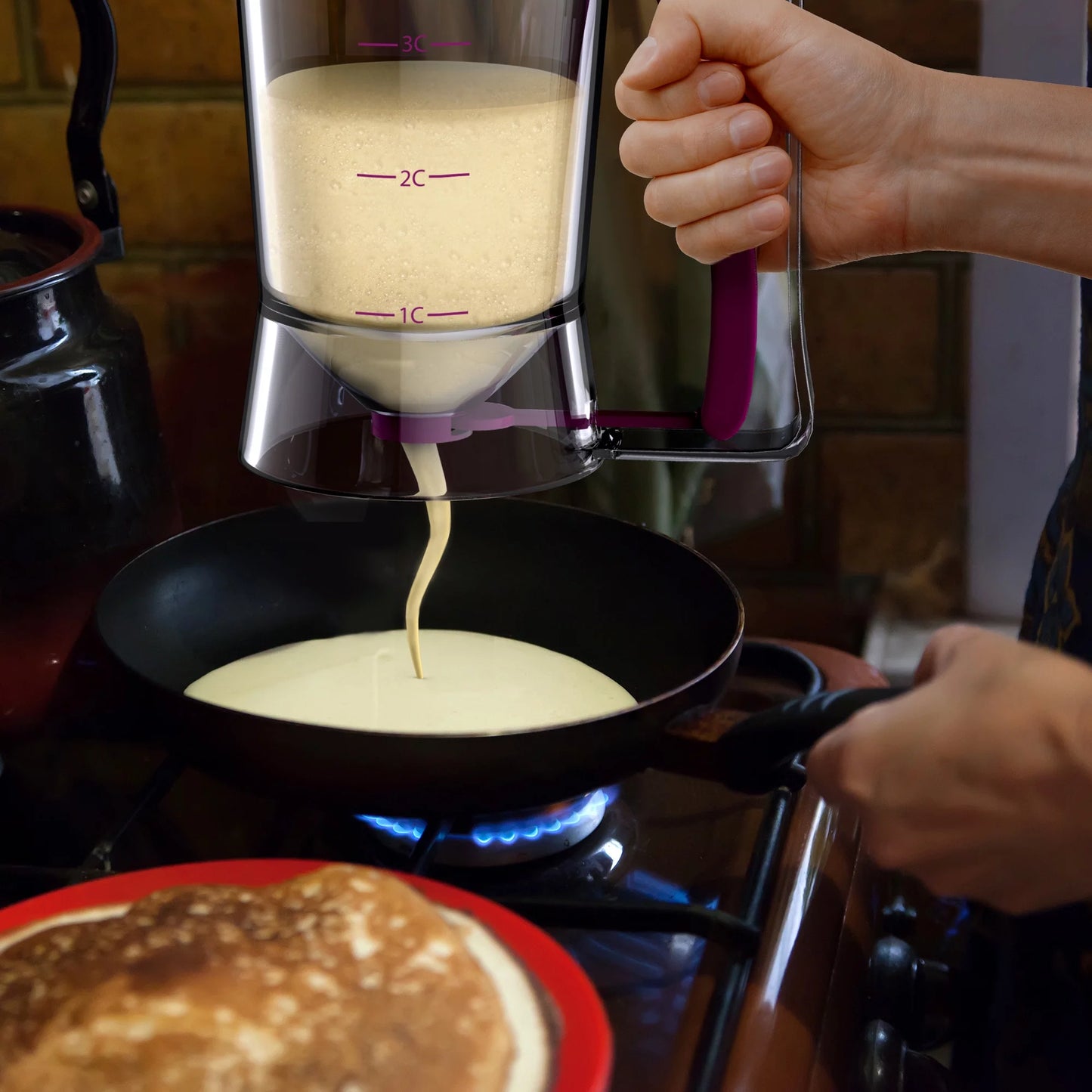 Pancake Batter Dispenser with Squeeze Handle for Batter, Purple - homecomforts1