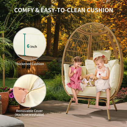 Wicker Egg Chair with Steel Frame (440Lb Capacity) - homecomforts1