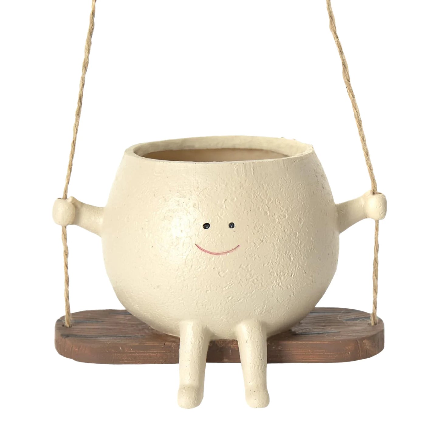 Cute Smiling Face Resin Swinging Flower Pot - homecomforts1